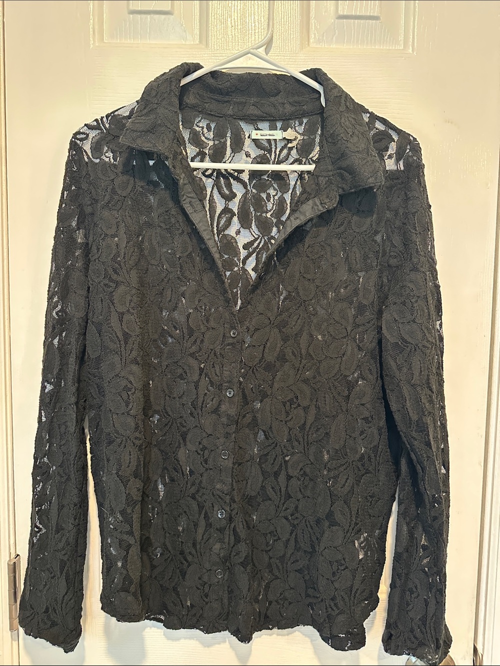 Kimchi Blue Black Lace Button-Front Shirt Jacket
